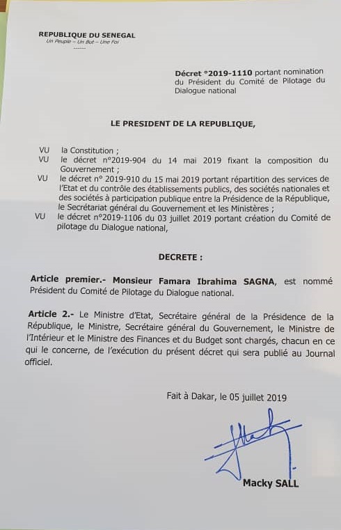 Famara Ibrahima Sagna bientôt installé