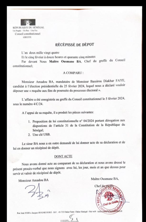 Report de la présidentielle : Diomaye Faye a saisi les juges du Conseil Constitutionnel 