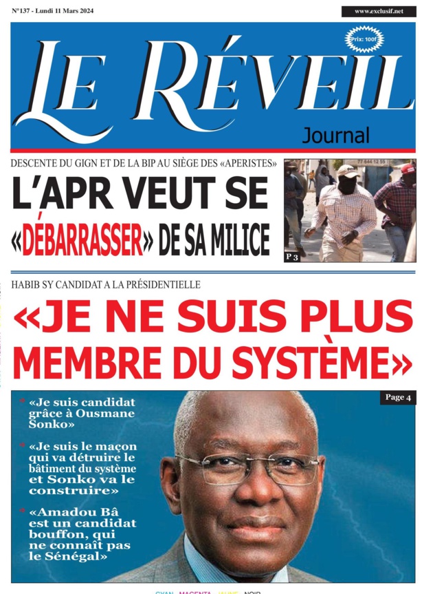 La Une du journal le Reveil du Lundi 11 mars 2024