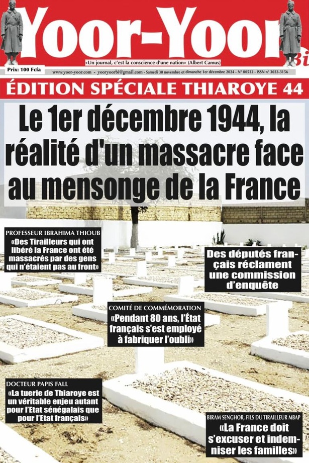 La Une du journal le Réveil du Samedi 30 Novembre 2024