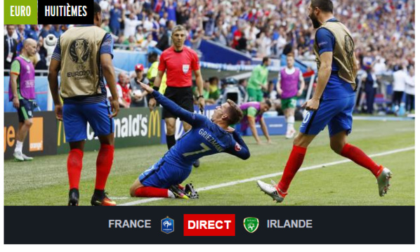 Euro 2016: La France renverse l'Irlande en trois minutes (En direct)