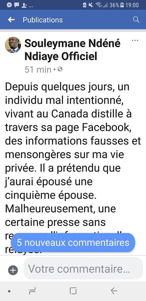 Attaqués par les internautes, Ndéné Ndiaye surprime son post