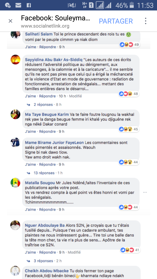 Attaqués par les internautes, Ndéné Ndiaye surprime son post