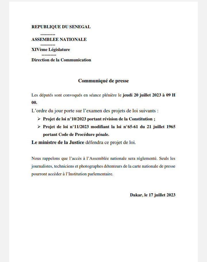 Révision de la Constitution : Ismaila Madior Fall face aux députés jeudi 