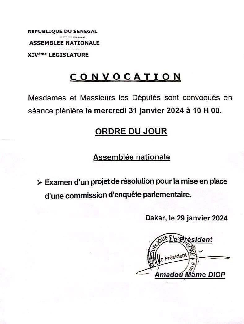 Commission d'enquête parlementaire : Le Président Amadou Mame Diop a pris une décision 